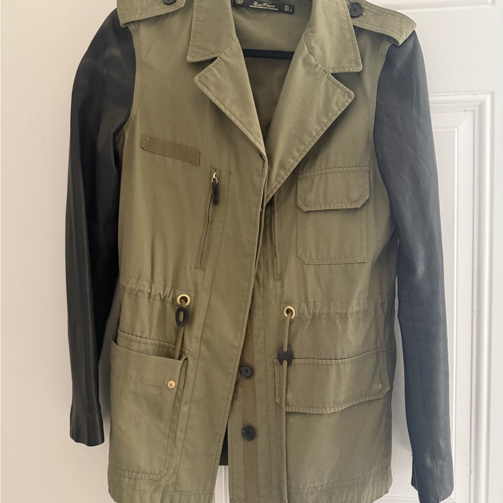 Sara Olive Jacket with Black Label